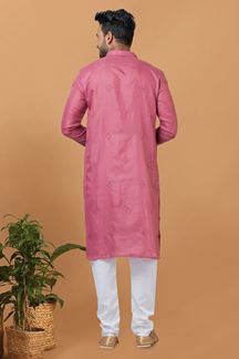 Picture of Delightful Pink Mens Designer Kurta Set for Sangeet or Engagement