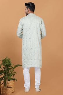 Picture of Aesthetic Silk Mens Designer Kurta and Churidar Set for Festive or Engagement