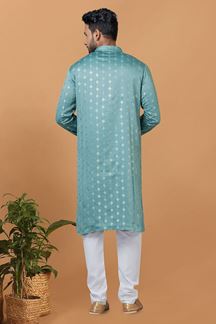 Picture of Classy Blue Mens Designer Kurta and Churidar Set for Festive or Engagement