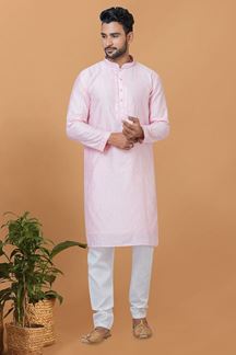 Picture of Majestic Light Pink Mens Designer Kurta and Churidar Set for Festive or Engagement