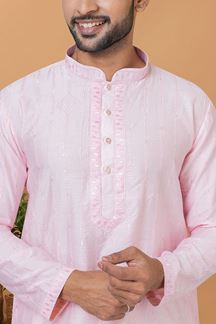 Picture of Majestic Light Pink Mens Designer Kurta and Churidar Set for Festive or Engagement