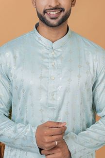 Picture of Appealing Sky Blue Mens Designer Kurta and Churidar Set for Festive or Engagement