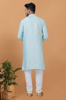 Picture of Magnificent Sky Blue Mens Designer Kurta Set for Festive or Engagement