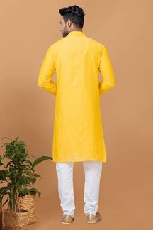 Picture of Marvelous Yellow Mens Designer Kurta Set for Festive or Haldi