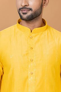 Picture of Marvelous Yellow Mens Designer Kurta Set for Festive or Haldi