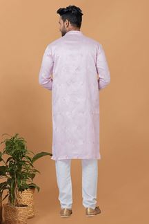 Picture of Royal Light Pink Mens Designer Kurta and Churidar Set for Festive or Engagement