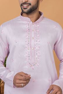 Picture of Royal Light Pink Mens Designer Kurta and Churidar Set for Festive or Engagement