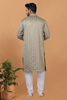 Picture of Classy Dull Green Mens Kurta and Churidar Set for Festive or Engagement