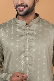 Picture of Classy Dull Green Mens Kurta and Churidar Set for Festive or Engagement