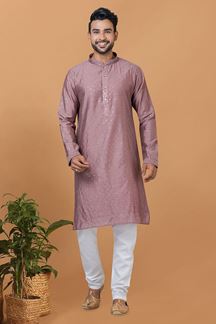 Picture of Captivating Mauve Mens Designer Kurta and Churidar Set for Festive or Engagement