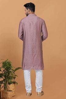 Picture of Captivating Mauve Mens Designer Kurta and Churidar Set for Festive or Engagement