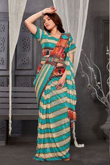 Picture of Magnificent Blue Colored Designer Ready to wear Saree for Party