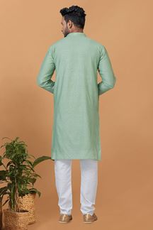 Picture of Delightful Pista Mens Designer Kurta and Churidar Set for Sangeet or Engagement