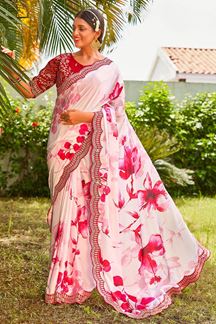 Picture of Heavenly Pink Floral Print Designer Saree for Party