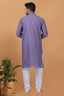 Picture of Awesome Purple Mens Designer Kurta and Churidar Set for Sangeet or Wedding