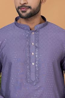 Picture of Awesome Purple Mens Designer Kurta and Churidar Set for Sangeet or Wedding