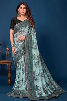 Picture of Gorgeous Sky Blue Colored Designer Saree for Party