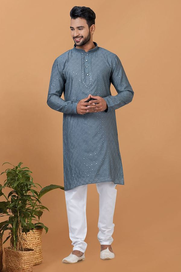 Picture of Royal Mens Designer Kurta and Churidar Set for Festive or Wedding