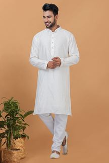 Picture of Splendid White Mens Designer Kurta and Churidar Set for Festive or Engagement