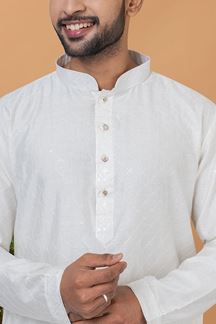 Picture of Splendid White Mens Designer Kurta and Churidar Set for Festive or Engagement