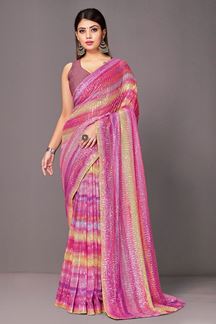 Picture of Mesmerizing Pink &Multi Colored Designer Saree for Party or Sangeet