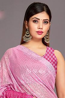 Picture of Outstanding Pink Designer Saree for Party or Sangeet