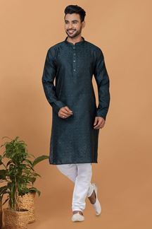 Picture of Exquisite Silk Mens Designer Kurta and Churidar Set for Festive or Sangeet