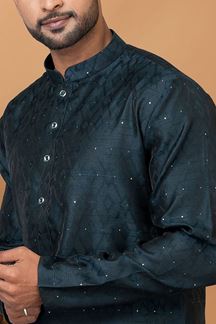 Picture of Exquisite Silk Mens Designer Kurta and Churidar Set for Festive or Sangeet