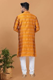 Picture of Delightful Mustard Mens Designer Kurta and Churidar Set for Festive or Haldi