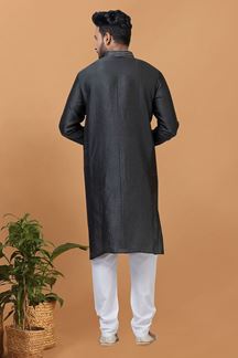 Picture of Spectacular Black Colored Designer Kurta and Churidar Set for Sangeet or Party