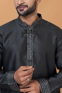 Picture of Spectacular Black Colored Designer Kurta and Churidar Set for Sangeet or Party
