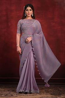 Picture of Spectacular Lavender Colored Designer Saree for Sangeet, Engagement, or Reception