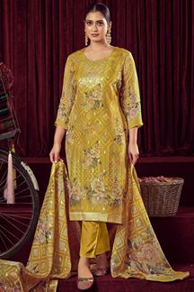 Picture of Magnificent Mustard Colored Designer Salwar Suit for Festival and Haldi (Unstitched suit)