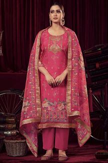 Picture of Impressive Magenta Colored Designer Salwar Suit for Festival and Party (Unstitched suit)