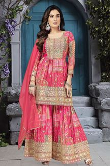 Picture of Heavenly Pink Designer Readymade Gharara for Engagement, Wedding and Festive