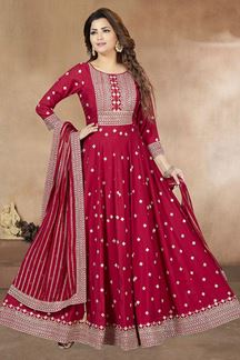 Picture of Gorgeous Red Anarkali Designer Salwar Kameez for Party, Wedding, and Festive