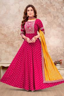 Picture of Pretty Pink Anarkali Designer Salwar Kameez for Party, Wedding, and Festive