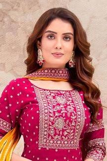 Picture of Pretty Pink Anarkali Designer Salwar Kameez for Party, Wedding, and Festive