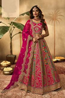 Picture of Spectacular Silk Designer Bridal Lehenga Choli for Wedding and Reception