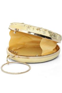 Picture of Enticing Cream Designer Art Silk Clutch for Party and Engagement