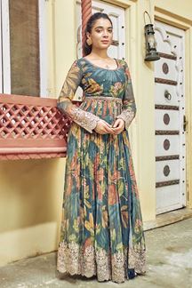 Picture of Irresistible Printed Long Indo-Western Suit for Wedding and Sangeet
