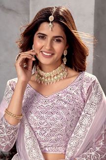Picture of Stylish Lavender Net Designer Lehenga Choli for Sangeet or Engagement