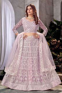 Picture of Stylish Lavender Net Designer Lehenga Choli for Sangeet or Engagement