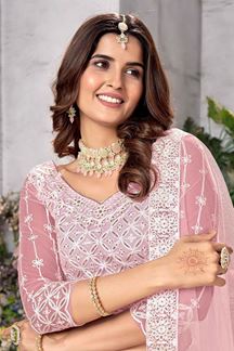 Picture of Vibrant Pink Net Designer Lehenga Choli for Sangeet or Engagement