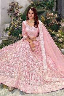 Picture of Vibrant Pink Net Designer Lehenga Choli for Sangeet or Engagement
