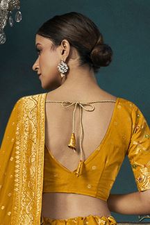 Picture of Artistic Mustard Dola Silk Designer Lehenga Choli for Haldi, Mehendi, and Sangeet