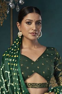 Picture of Flamboyant Sea Green and Green Dola Silk Designer Lehenga Choli for Haldi, Mehendi, and Sangeet