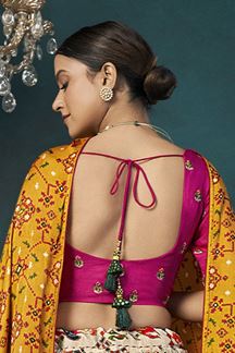 Picture of Amazing Cream and Pink Dola Silk Designer Lehenga Choli for Haldi, Mehendi, and Sangeet