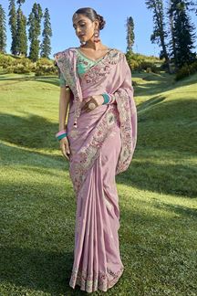 Picture of Astounding Peach Designer Saree for Wedding, Engagement and Reception