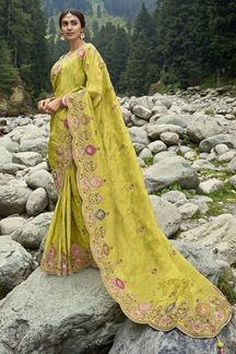 Picture of Irresistible Lemon Yellow Designer Saree for Wedding, Engagement and Reception